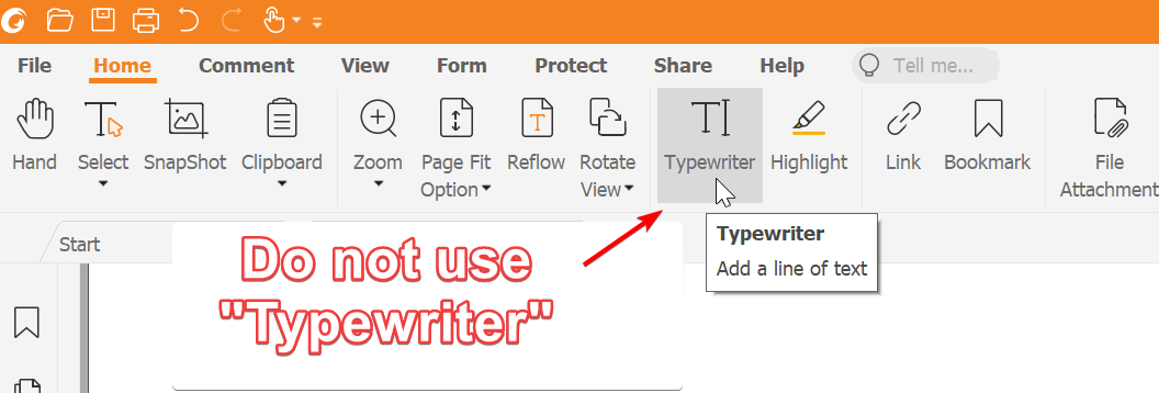 Foxit PDF Reader - Typewriter