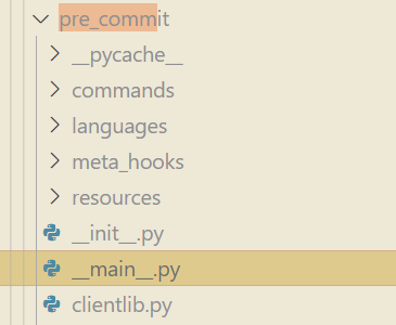 Finding pre-commit main function and setting a breakpoint